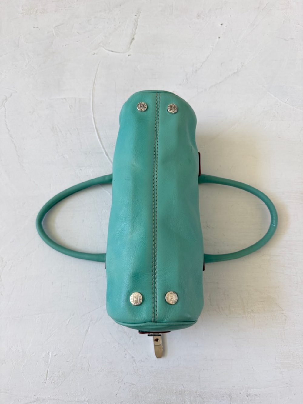 Vintage Michael Kors Barrel Bag 2000s Y2K Mint Green Teal - Picture 5 of 12